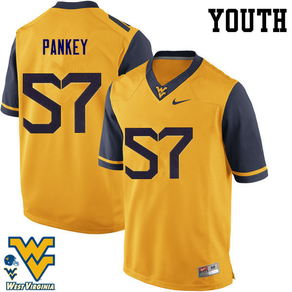 NCAA Youth Adam Pankey West Virginia Mountaineers Gold #57 Nike Stitched Football College Authentic Jersey NP23H75NU